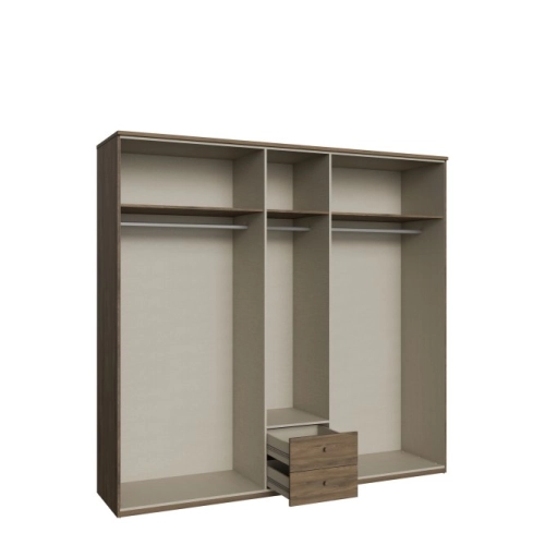 Szafa z lustrem i szufladami 220 cm Dąb Valencia/Rattan naturalny